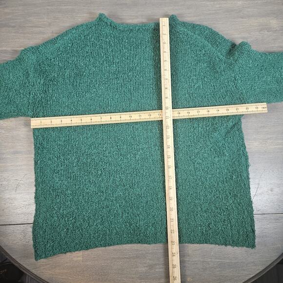 J Crew Sweater Womens Med Green Wool Alpaca Blend Bouclé Mockneck Cozy Minimal - Picture 3 of 7